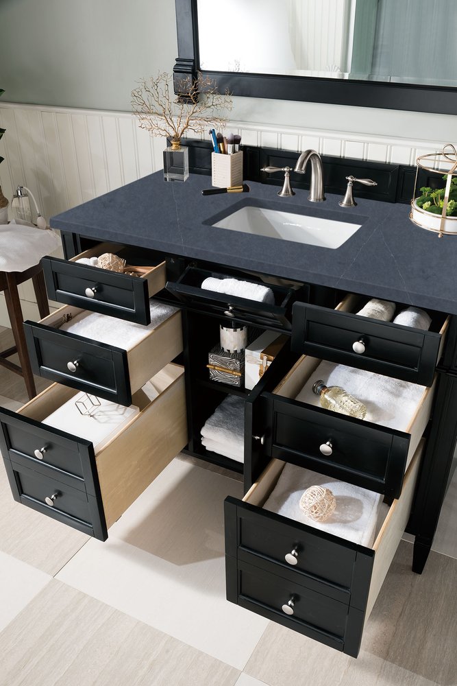 James Martin - Brittany 48" Single Vanity, Black Onyx w/ 3 CM Charcoal Soapstone Silestone Top - 650-V48-BKO-3CSP view 5