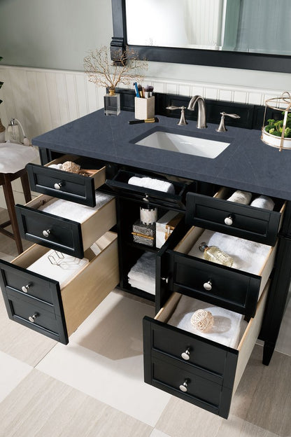 James Martin - Brittany 48" Single Vanity, Black Onyx w/ 3 CM Charcoal Soapstone Silestone Top - 650-V48-BKO-3CSP view 5