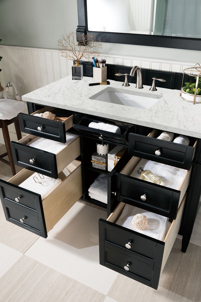 James Martin - Brittany 48" Single Vanity, Black Onyx w/ 3 CM Eternal Jasmine Pearl Silestone Top - 650-V48-BKO-3EJP view 5