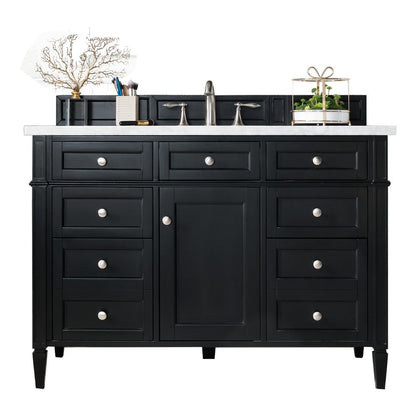 James Martin - Brittany 48" Single Vanity, Black Onyx w/ 3 CM Eternal Jasmine Pearl Silestone Top w/FreePower Wireless Charger - 650-V48-BKO-FEJP view 1