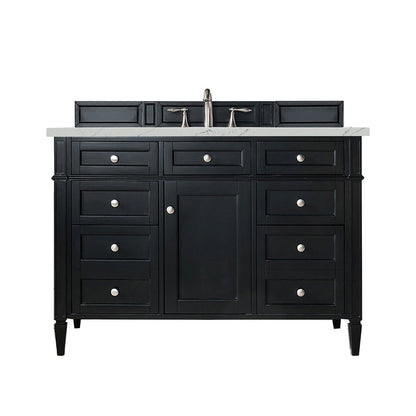 James Martin - Brittany 48" Single Vanity, Black Onyx w/ 3 CM Ethereal Noctis Silestone Top - 650-V48-BKO-3ENC view 1