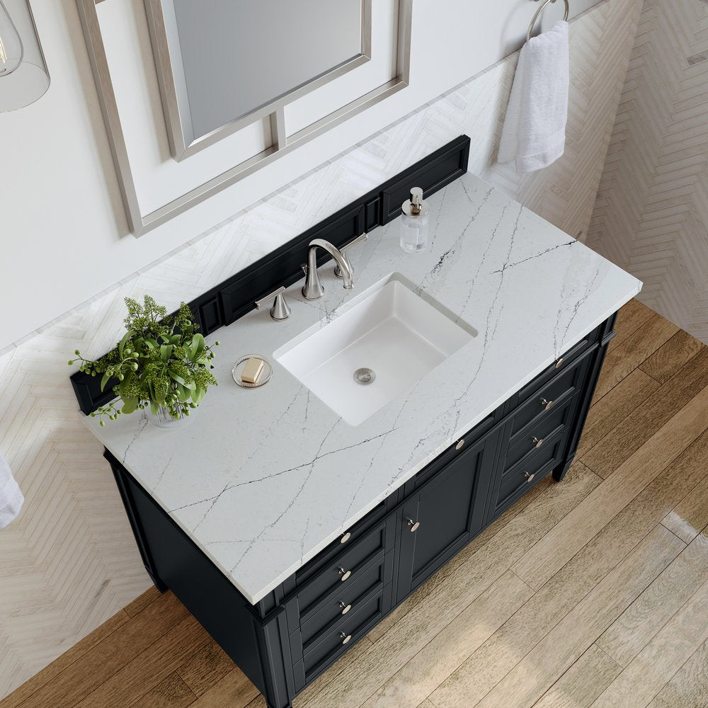 James Martin - Brittany 48" Single Vanity, Black Onyx w/ 3 CM Ethereal Noctis Silestone Top - 650-V48-BKO-3ENC view 7