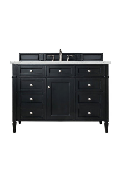 James Martin - Brittany 48" Single Vanity, Black Onyx w/ 3 CM Ethereal Noctis Silestone Top w/FreePower Wireless Charger - 650-V48-BKO-FENC view 1