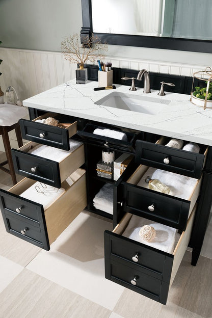 James Martin - Brittany 48" Single Vanity, Black Onyx w/ 3 CM Ethereal Noctis Silestone Top w/FreePower Wireless Charger - 650-V48-BKO-FENC view 6