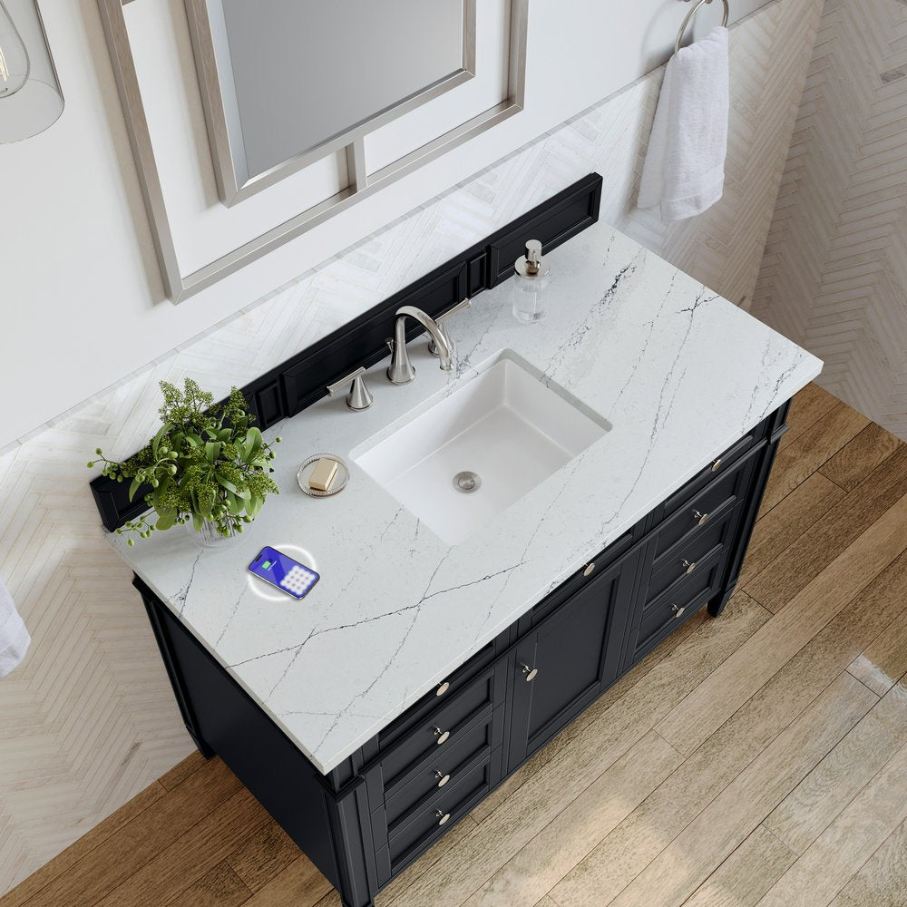 James Martin - Brittany 48" Single Vanity, Black Onyx w/ 3 CM Ethereal Noctis Silestone Top w/FreePower Wireless Charger - 650-V48-BKO-FENC view 8