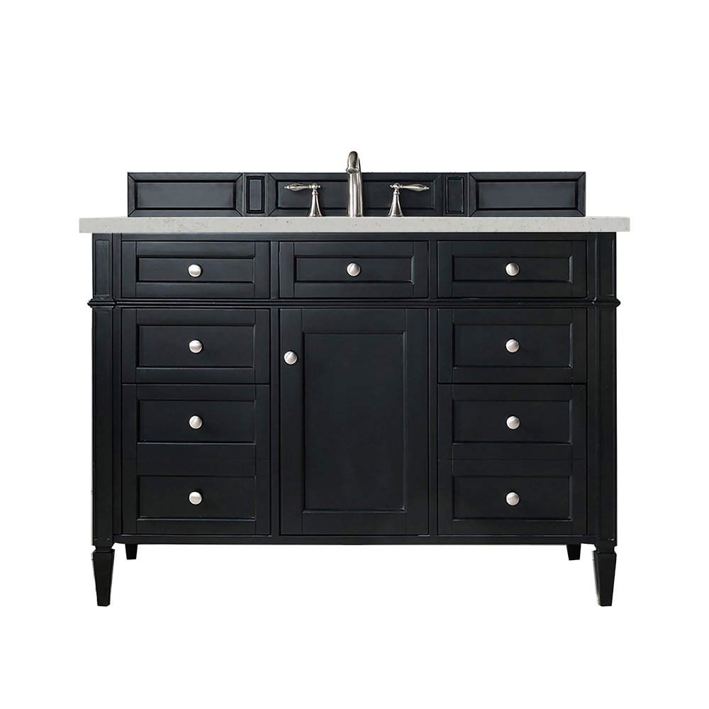 James Martin - Brittany 48" Single Vanity, Black Onyx w/ 3 CM Lime Delight Silestone Top - 650-V48-BKO-3LDL view 1