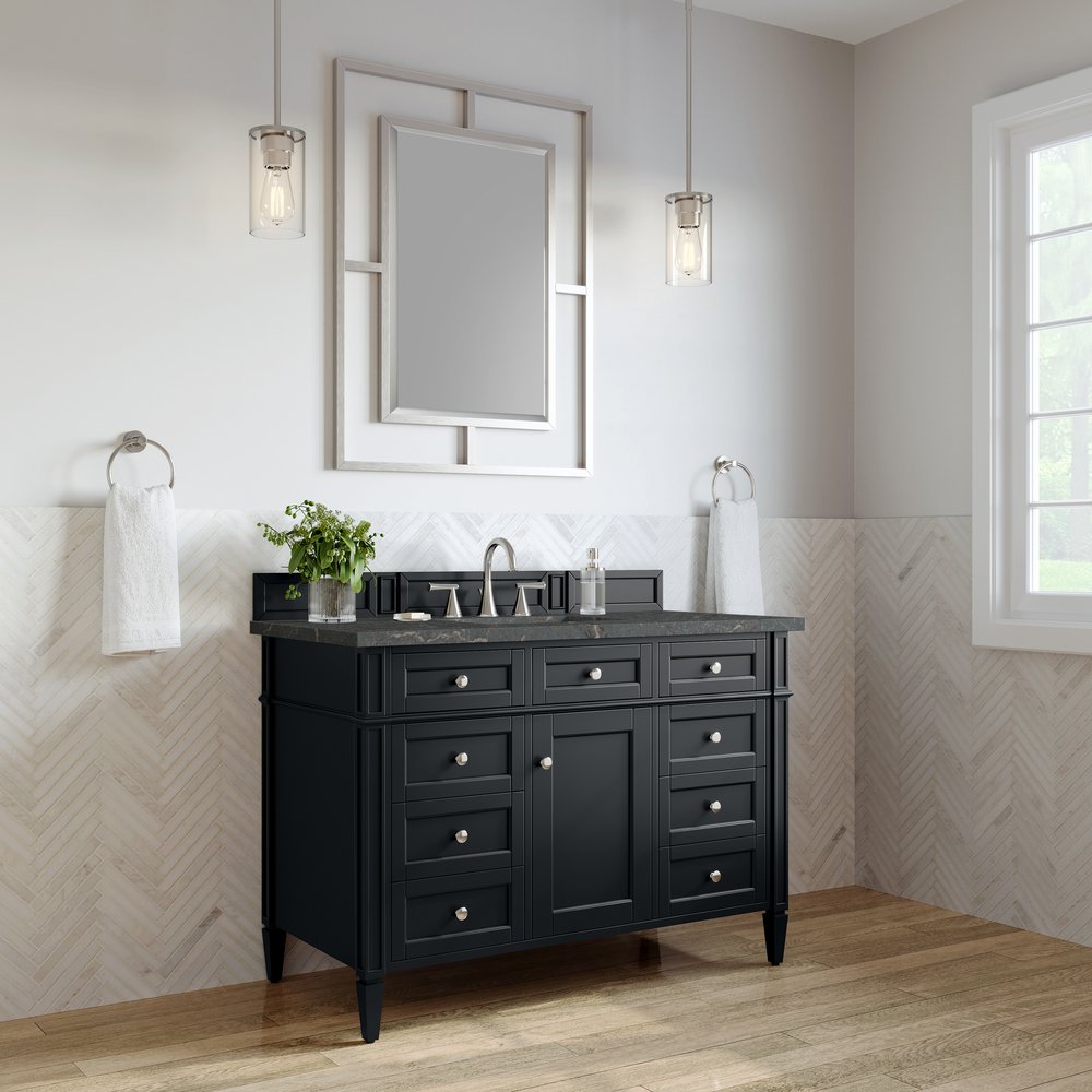 James Martin - Brittany 48" Single Vanity, Black Onyx w/ 3 CM Parisien Bleu Silestone Top - 650-V48-BKO-3PBL view 4
