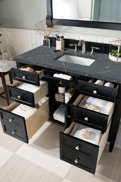 James Martin - Brittany 48" Single Vanity, Black Onyx w/ 3 CM Parisien Bleu Silestone Top - 650-V48-BKO-3PBL view 5