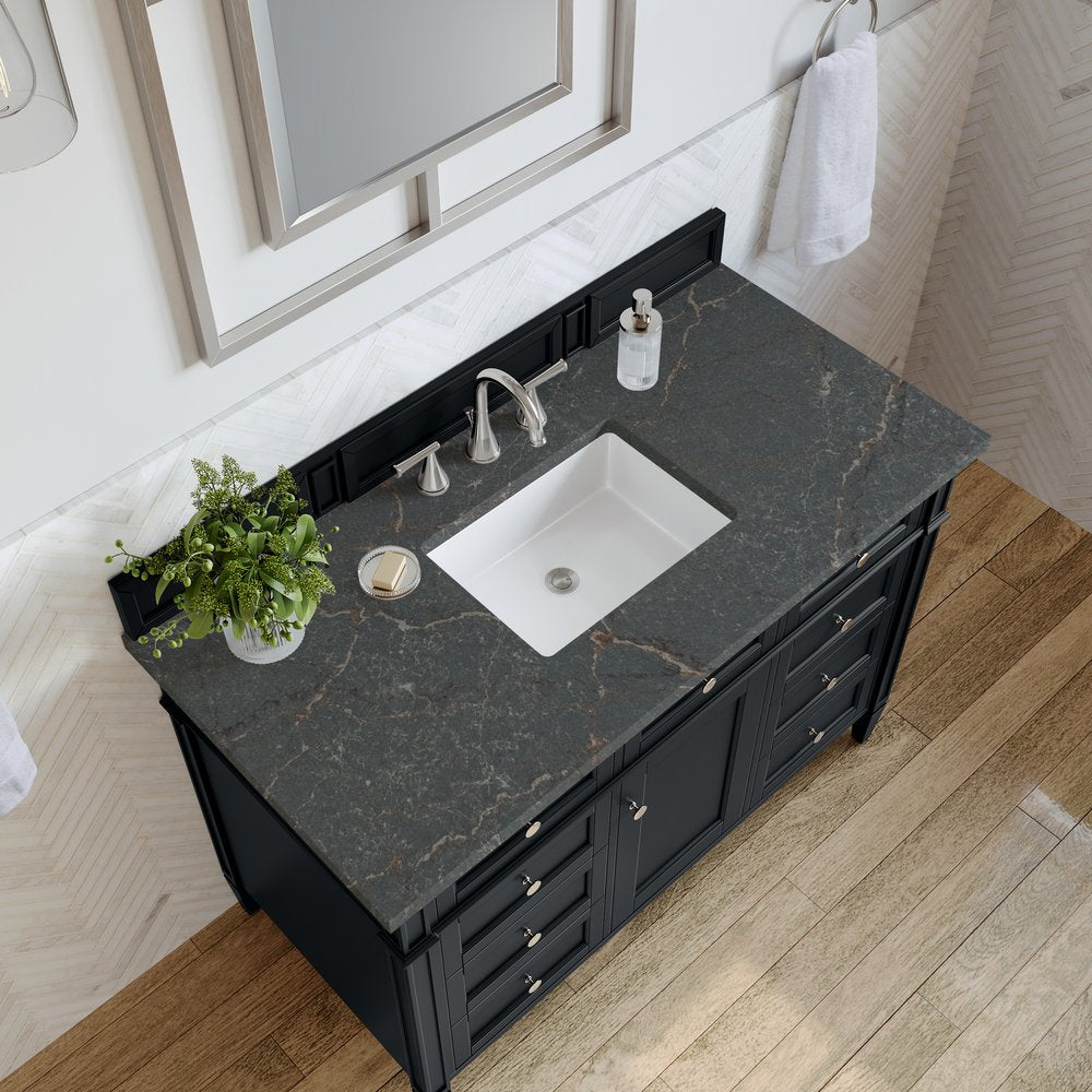 James Martin - Brittany 48" Single Vanity, Black Onyx w/ 3 CM Parisien Bleu Silestone Top - 650-V48-BKO-3PBL view 7