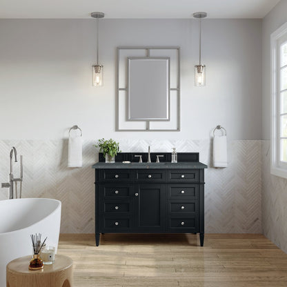 James Martin - Brittany 48" Single Vanity, Black Onyx w/ 3 CM Parisien Bleu Silestone Top w/FreePower Wireless Charger - 650-V48-BKO-FPBL view 4