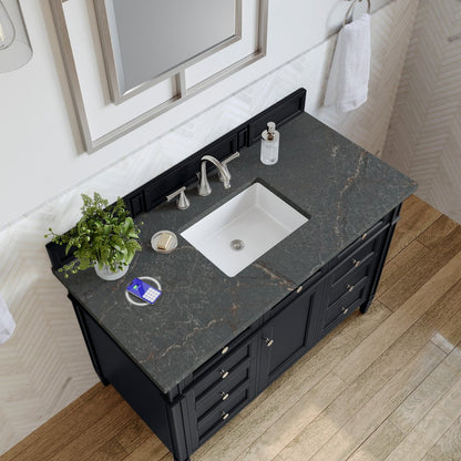 James Martin - Brittany 48" Single Vanity, Black Onyx w/ 3 CM Parisien Bleu Silestone Top w/FreePower Wireless Charger - 650-V48-BKO-FPBL view 8