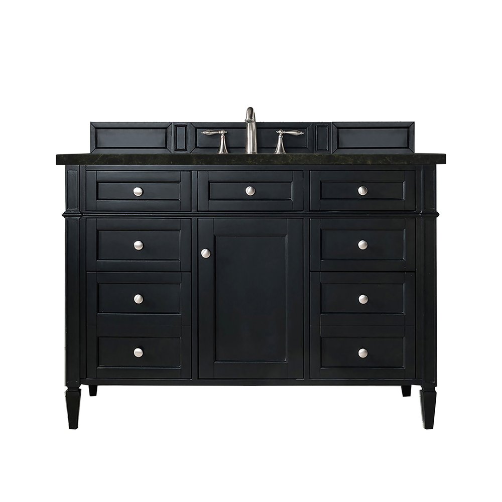 James Martin - Brittany 48" Single Vanity, Black Onyx, w/ 3 CM Phantome Eclos Top - 650-V48-BKO-3PHT view 1