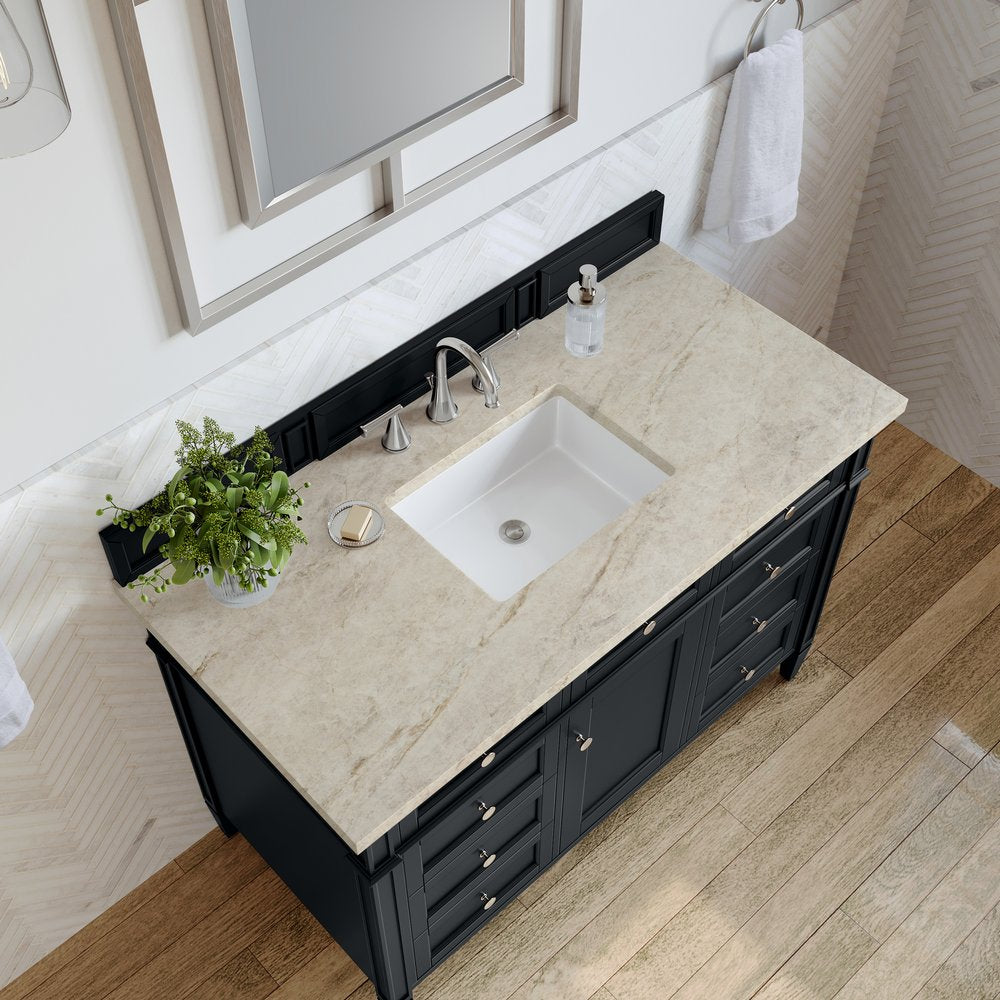 James Martin - Brittany 48" Single Vanity, Black Onyx, w/ 3 CM Tajnar Eclos Top - 650-V48-BKO-3TJR view 6
