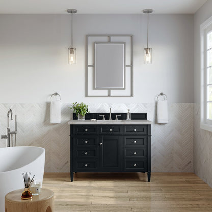 James Martin - Brittany 48" Single Vanity, Black Onyx w/ 3 CM Victorian Silver Silestone Top - 650-V48-BKO-3VSL view 3