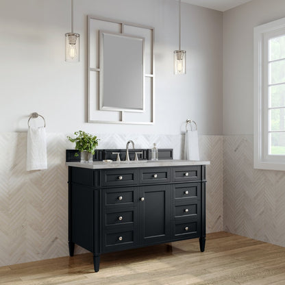 James Martin - Brittany 48" Single Vanity, Black Onyx w/ 3 CM Victorian Silver Silestone Top - 650-V48-BKO-3VSL view 4