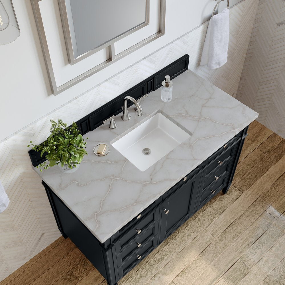 James Martin - Brittany 48" Single Vanity, Black Onyx w/ 3 CM Victorian Silver Silestone Top - 650-V48-BKO-3VSL view 7