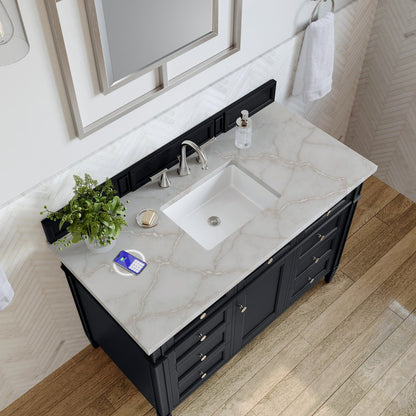 James Martin - Brittany 48" Single Vanity, Black Onyx w/ 3 CM Victorian Silver Silestone Top w/FreePower Wireless Charger - 650-V48-BKO-FVSL view 8