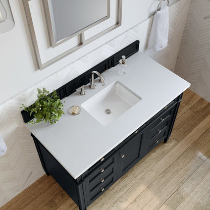 James Martin - Brittany 48" Single Vanity, Black Onyx w/ 3 CM White Zeus Silestone Top - 650-V48-BKO-3WZ view 6