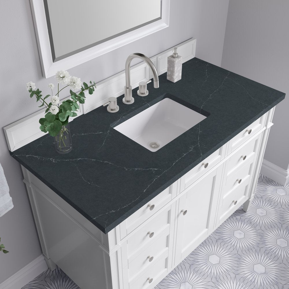 James Martin - Brittany 48" Single Vanity, Bright White w/ 3 CM Charcoal Soapstone Silestone Top - 655-V48-BW-3CSP view 7