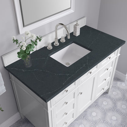 James Martin - Brittany 48" Single Vanity, Bright White w/ 3 CM Charcoal Soapstone Silestone Top - 655-V48-BW-3CSP view 7