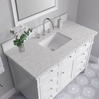 James Martin - Brittany 48" Single Vanity, Bright White w/ 3 CM Eternal Jasmine Pearl Silestone Top - 655-V48-BW-3EJP view 7
