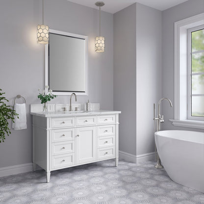 James Martin - Brittany 48" Single Vanity, Bright White w/ 3 CM Ethereal Noctis Silestone Top - 655-V48-BW-3ENC view 4
