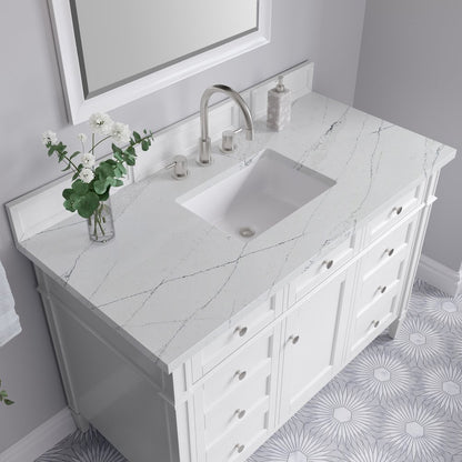 James Martin - Brittany 48" Single Vanity, Bright White w/ 3 CM Ethereal Noctis Silestone Top - 655-V48-BW-3ENC view 7