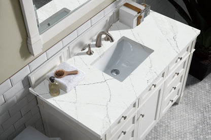 James Martin - Brittany 48" Single Vanity, Bright White w/ 3 CM Ethereal Noctis Silestone Top w/FreePower Wireless Charger - 655-V48-BW-FENC view 5