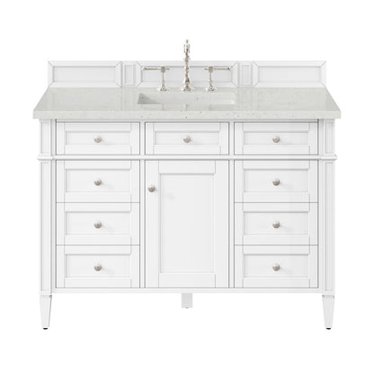 James Martin - Brittany 48" Single Vanity, Bright White w/ 3 CM Lime Delight Silestone Top - 655-V48-BW-3LDL view 1