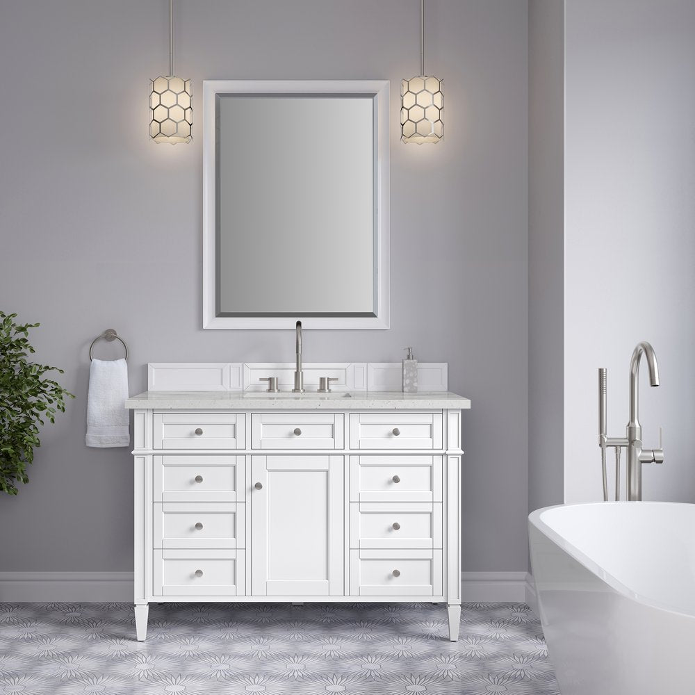 James Martin - Brittany 48" Single Vanity, Bright White w/ 3 CM Lime Delight Silestone Top - 655-V48-BW-3LDL view 3