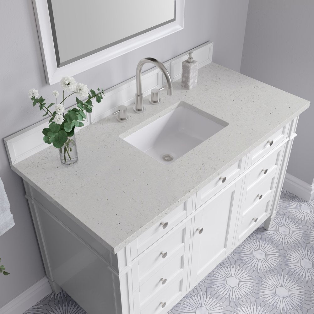 James Martin - Brittany 48" Single Vanity, Bright White w/ 3 CM Lime Delight Silestone Top - 655-V48-BW-3LDL view 7