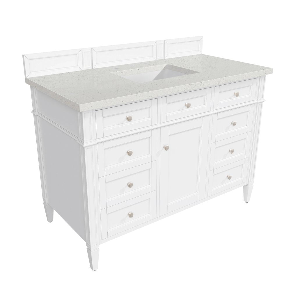 James Martin - Brittany 48" Single Vanity, Bright White w/ 3 CM Lime Delight Silestone Top - 655-V48-BW-3LDL view 8