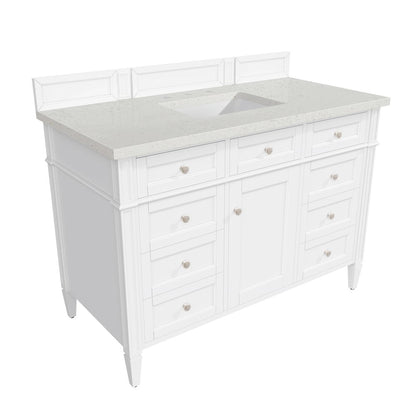 James Martin - Brittany 48" Single Vanity, Bright White w/ 3 CM Lime Delight Silestone Top - 655-V48-BW-3LDL view 8