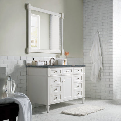 James Martin - Brittany 48" Single Vanity, Bright White w/ 3 CM Parisien Bleu Silestone Top w/FreePower Wireless Charger - 655-V48-BW-FPBL view 5