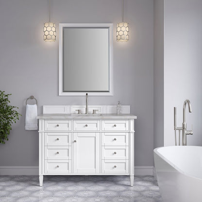 James Martin - Brittany 48" Single Vanity, Bright White w/ 3 CM Victorian Silver Silestone Top - 655-V48-BW-3VSL view 3
