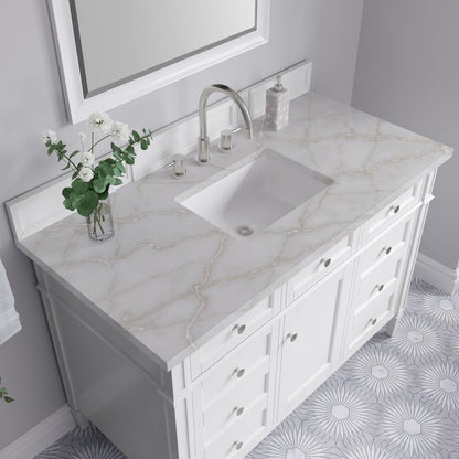 James Martin - Brittany 48" Single Vanity, Bright White w/ 3 CM Victorian Silver Silestone Top - 655-V48-BW-3VSL view 7