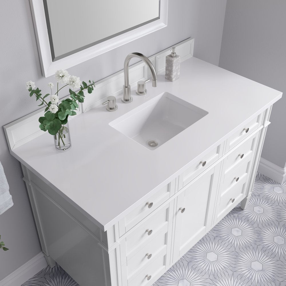 James Martin - Brittany 48" Single Vanity, Bright White w/ 3 CM White Zeus Silestone Top - 655-V48-BW-3WZ view 6