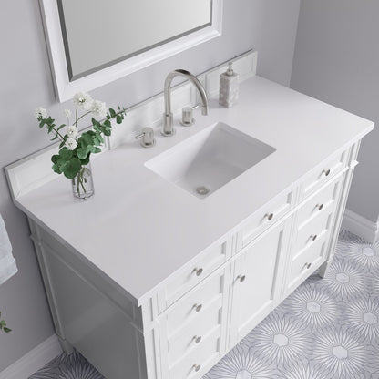 James Martin - Brittany 48" Single Vanity, Bright White w/ 3 CM White Zeus Silestone Top - 655-V48-BW-3WZ view 6