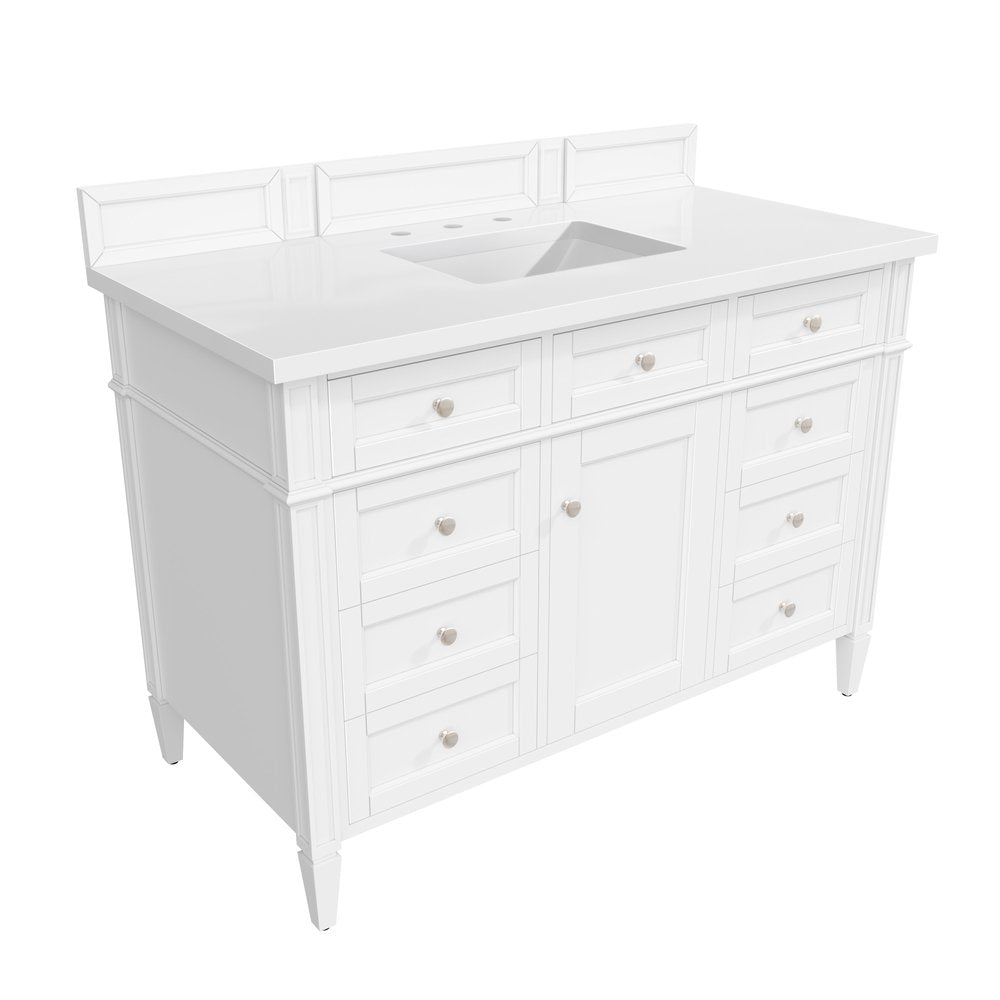 James Martin - Brittany 48" Single Vanity, Bright White w/ 3 CM White Zeus Silestone Top - 655-V48-BW-3WZ view 7
