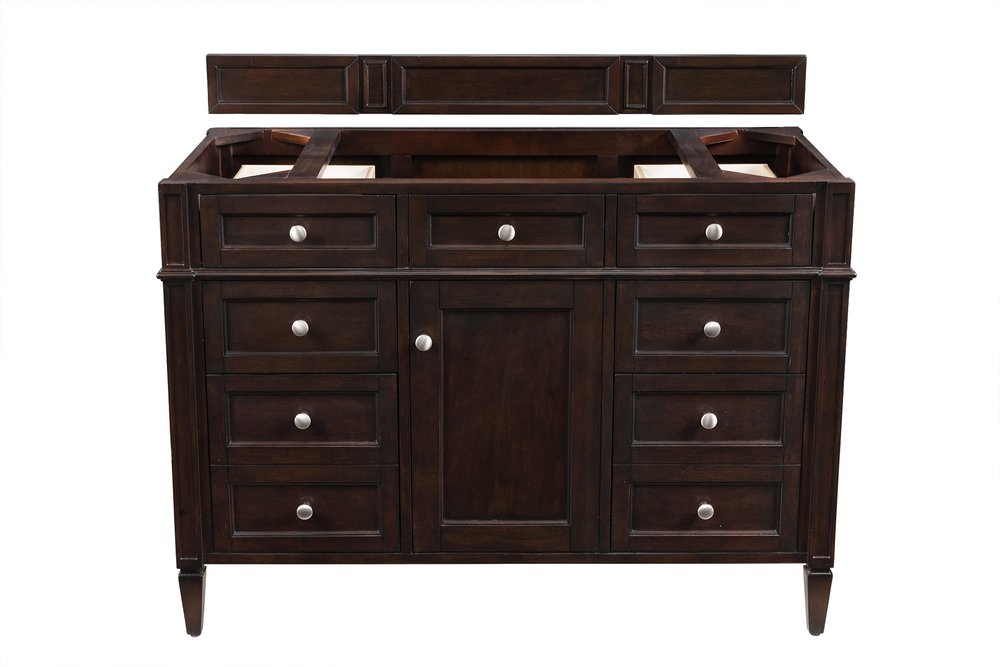 James Martin - Brittany 48" Single Vanity, Burnished Mahogany w/ 3 CM Cala Blue Silestone Top - 650-V48-BNM-3CBL view 2
