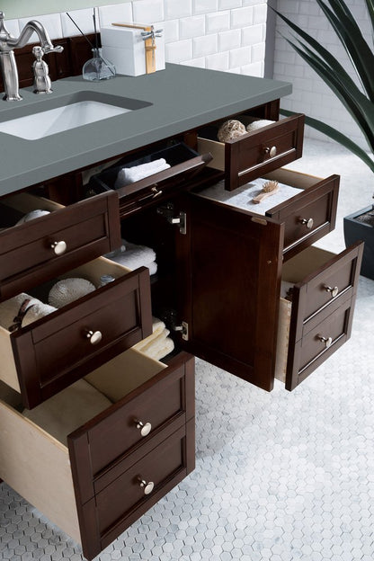 James Martin - Brittany 48" Single Vanity, Burnished Mahogany w/ 3 CM Cala Blue Silestone Top - 650-V48-BNM-3CBL view 5
