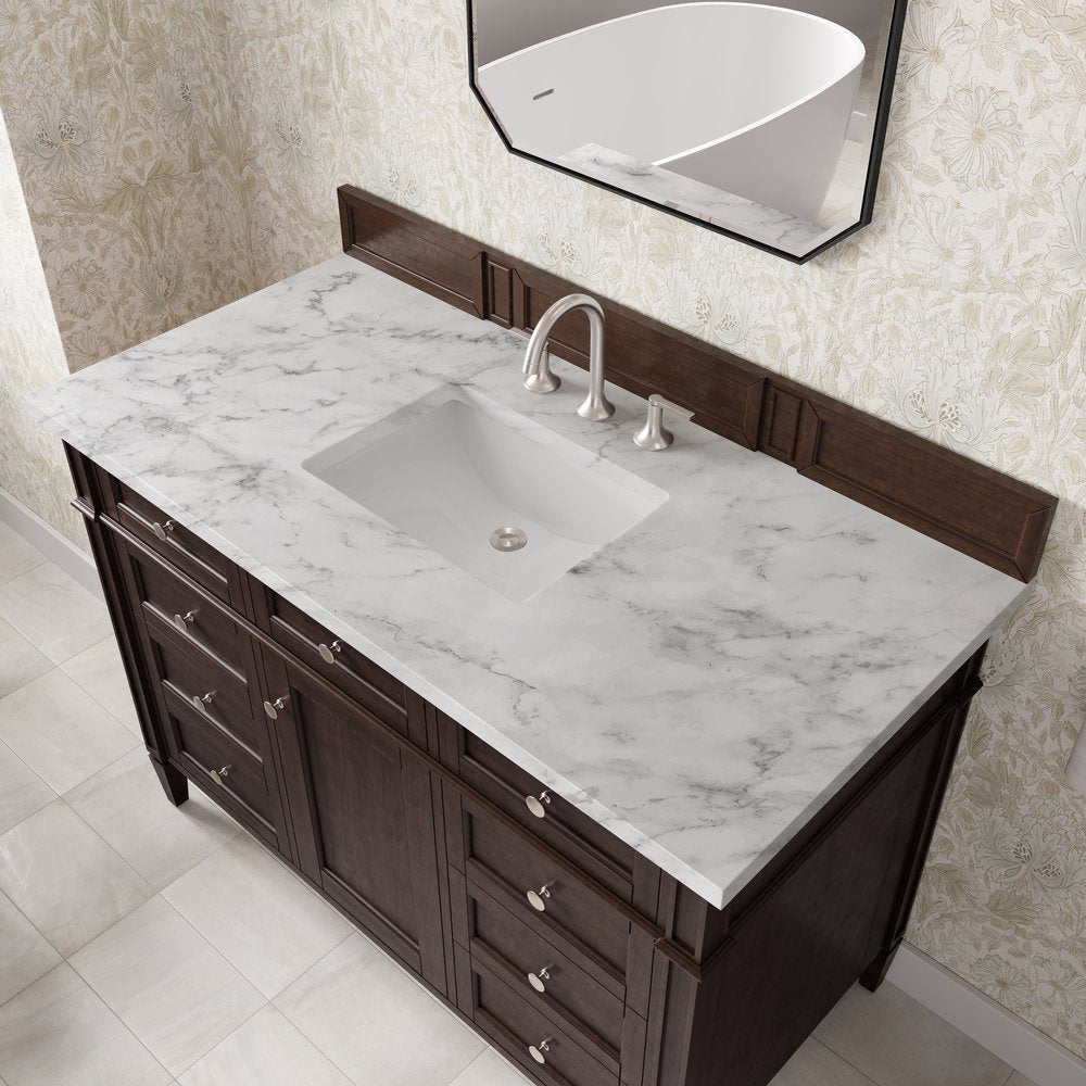 James Martin - Brittany 48" Single Vanity, Burnished Mahogany w/ 3 CM Carrara Marble Top - 650-V48-BNM-3CAR view 8