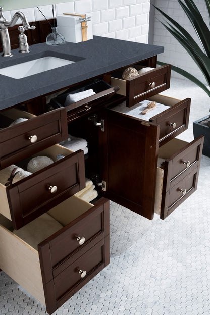 James Martin - Brittany 48" Single Vanity, Burnished Mahogany w/ 3 CM Charcoal Soapstone Silestone Top - 650-V48-BNM-3CSP view 5