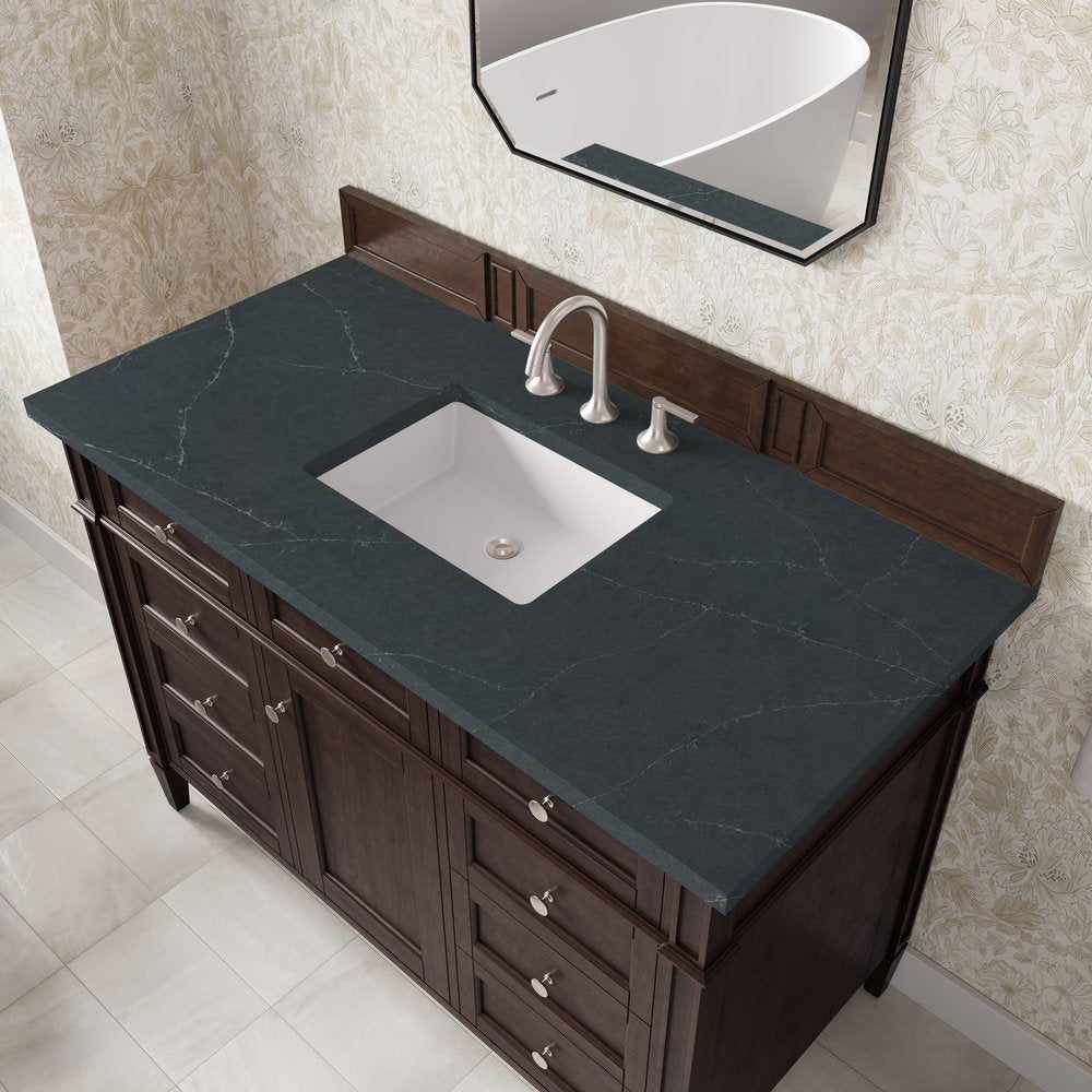 James Martin - Brittany 48" Single Vanity, Burnished Mahogany w/ 3 CM Charcoal Soapstone Silestone Top - 650-V48-BNM-3CSP view 7