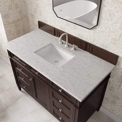James Martin - Brittany 48" Single Vanity, Burnished Mahogany w/ 3 CM Eternal Jasmine Pearl Silestone Top - 650-V48-BNM-3EJP view 7