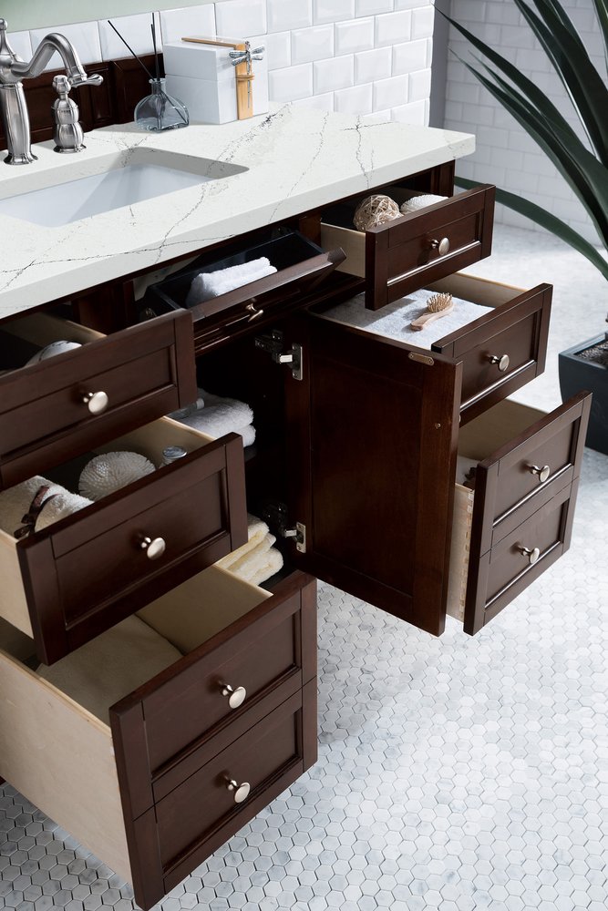James Martin - Brittany 48" Single Vanity, Burnished Mahogany w/ 3 CM Ethereal Noctis Silestone Top - 650-V48-BNM-3ENC view 5