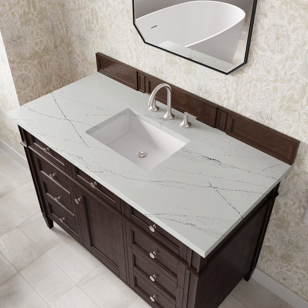 James Martin - Brittany 48" Single Vanity, Burnished Mahogany w/ 3 CM Ethereal Noctis Silestone Top - 650-V48-BNM-3ENC view 7