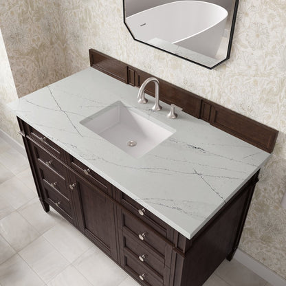 James Martin - Brittany 48" Single Vanity, Burnished Mahogany w/ 3 CM Ethereal Noctis Silestone Top - 650-V48-BNM-3ENC view 7
