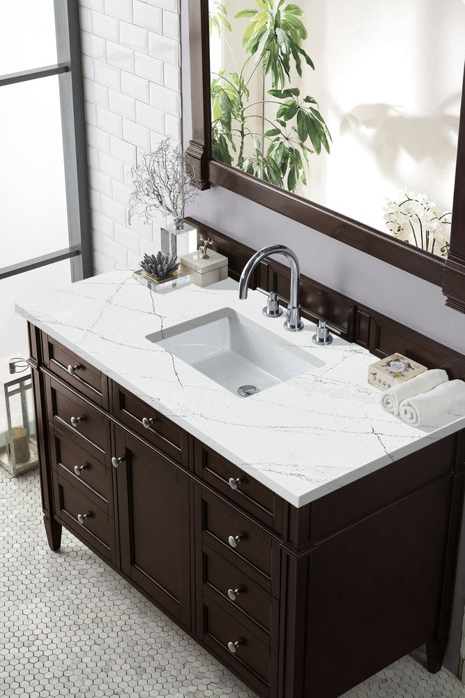 James Martin - Brittany 48" Single Vanity, Burnished Mahogany w/ 3 CM Ethereal Noctis Silestone Top w/FreePower Wireless Charger - 650-V48-BNM-FENC view 5