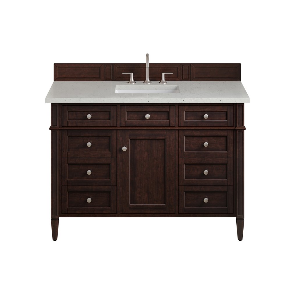 James Martin - Brittany 48" Single Vanity, Burnished Mahogany w/ 3 CM Lime Delight Silestone Top - 650-V48-BNM-3LDL view 1